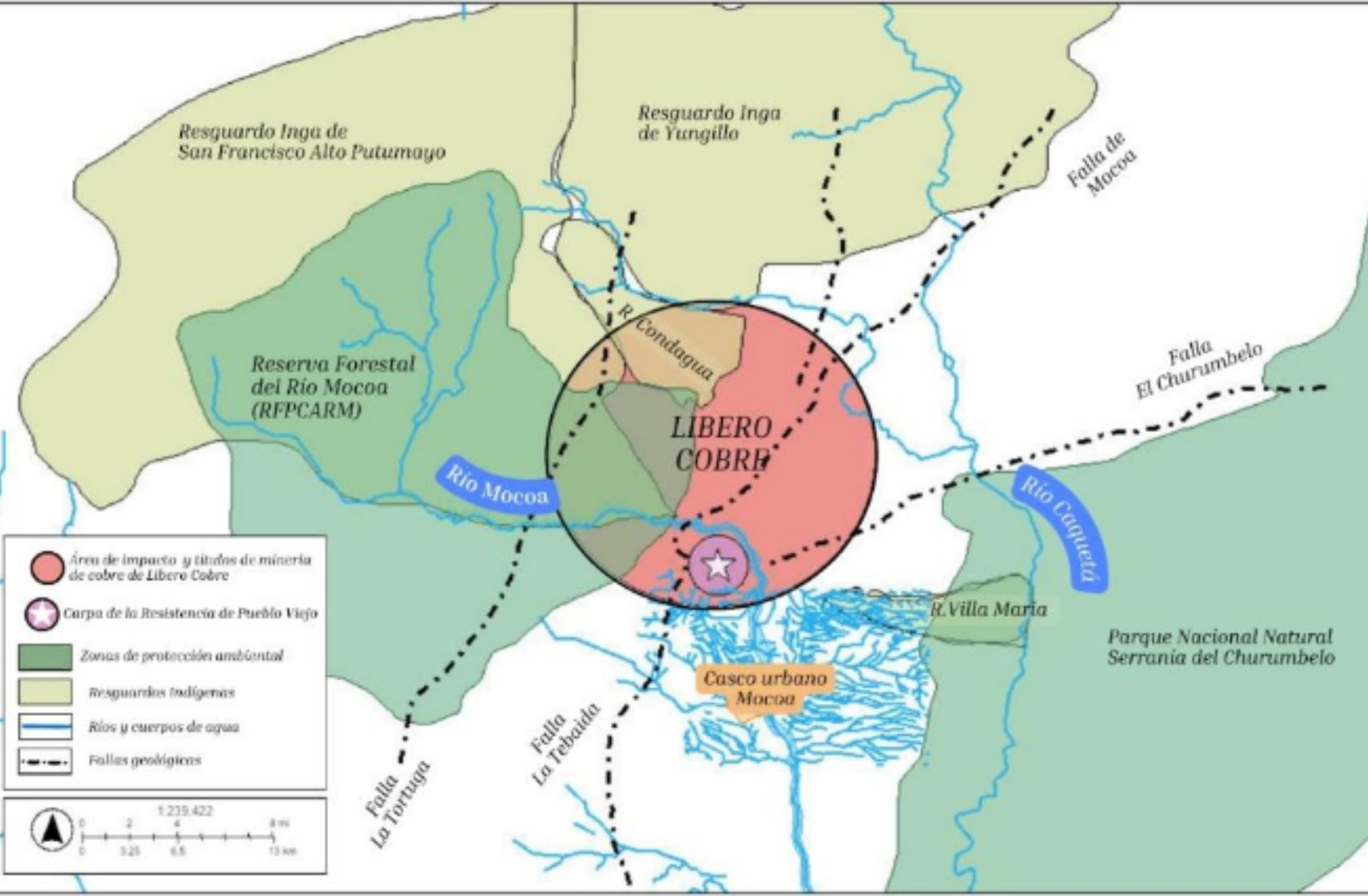 Mapa de Afectación Socioterritorial por Minería de Cobre en Mocoa - Putumayo 2025