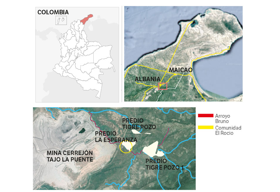 Mapa de los predios y ubicación de El Rocío.
