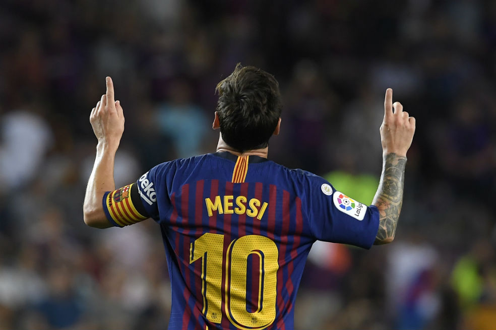 Lionel Messi anotó dos goles en el triunfo del Barcelona.  / AFP