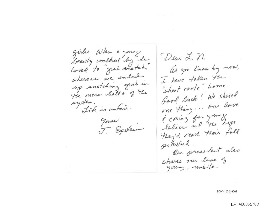 “Es falsa”: Departamento de Justicia de EE. UU. responde a la carta de Epstein sobre Trump