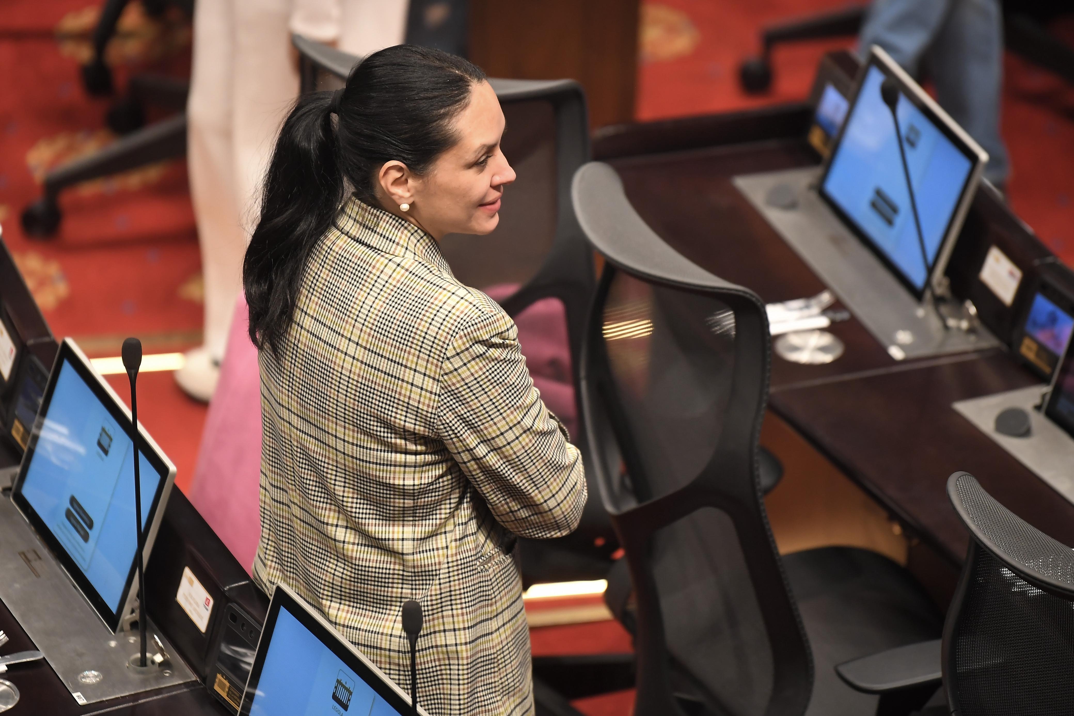 La representante del Pacto Histórico María del Mar Pizarro, autora de la proposición por la cual la Cámara acogió el texto de Senado de la pensional.