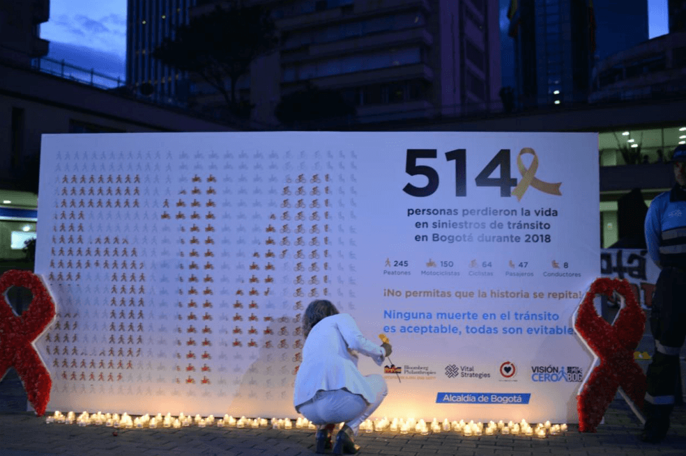 Así les rindieron tributo a las víctimas de accidentes viales en Bogotá