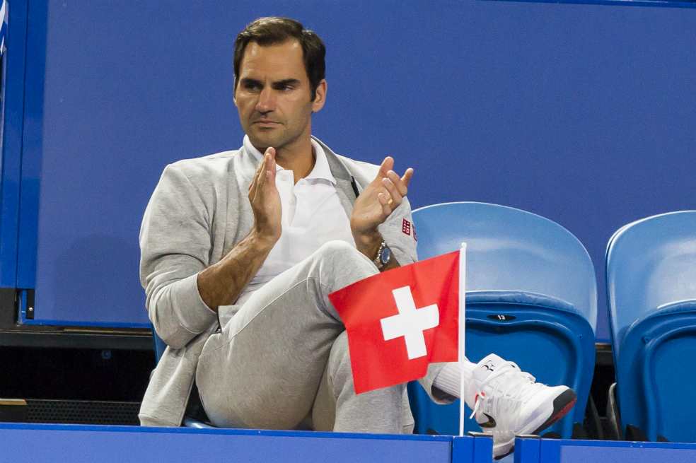 Roger Federer, apoyando a su país en la Copa Hopman. / AFP