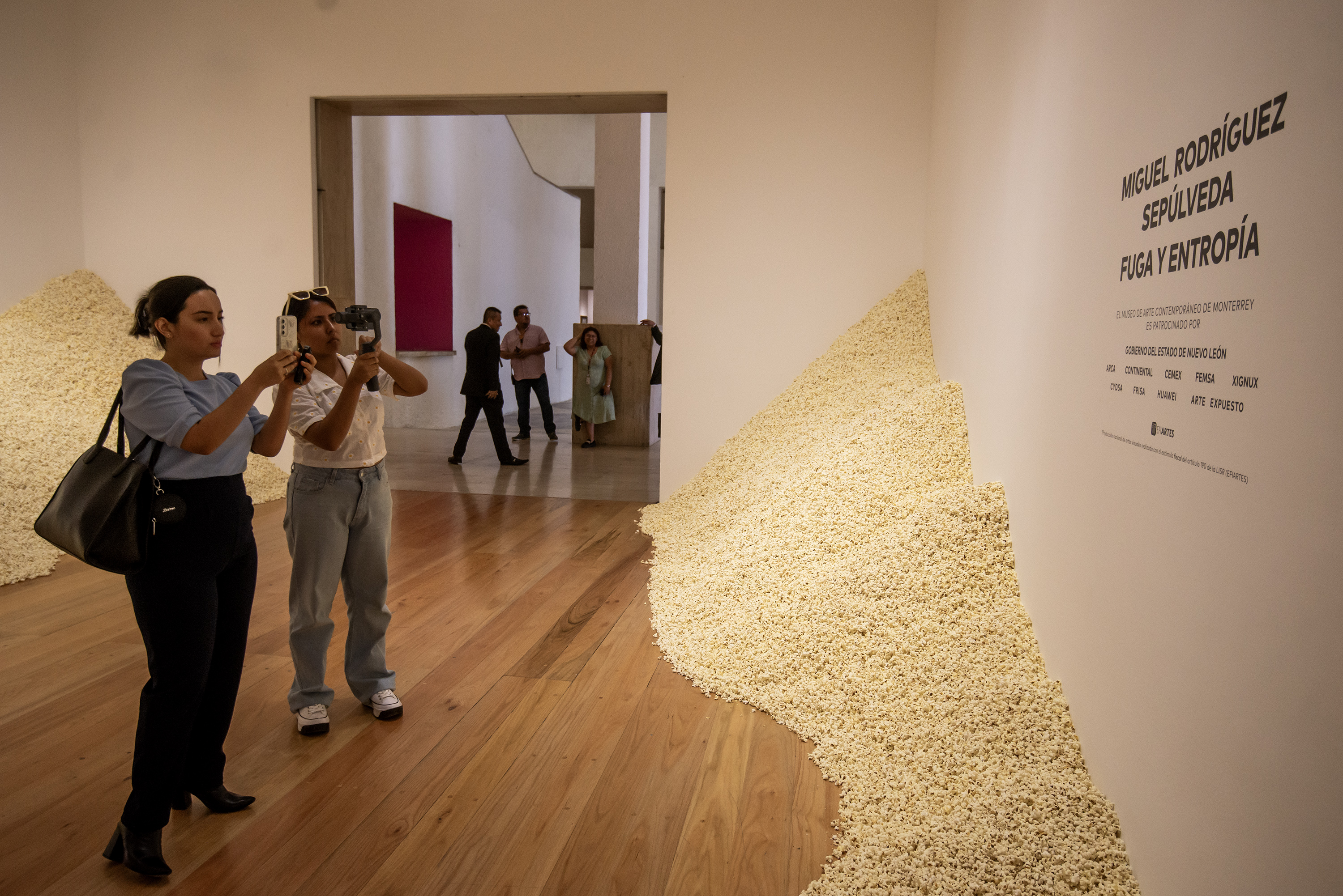 Con palomitas de maíz un artista mexicano representa el flujo migratorio