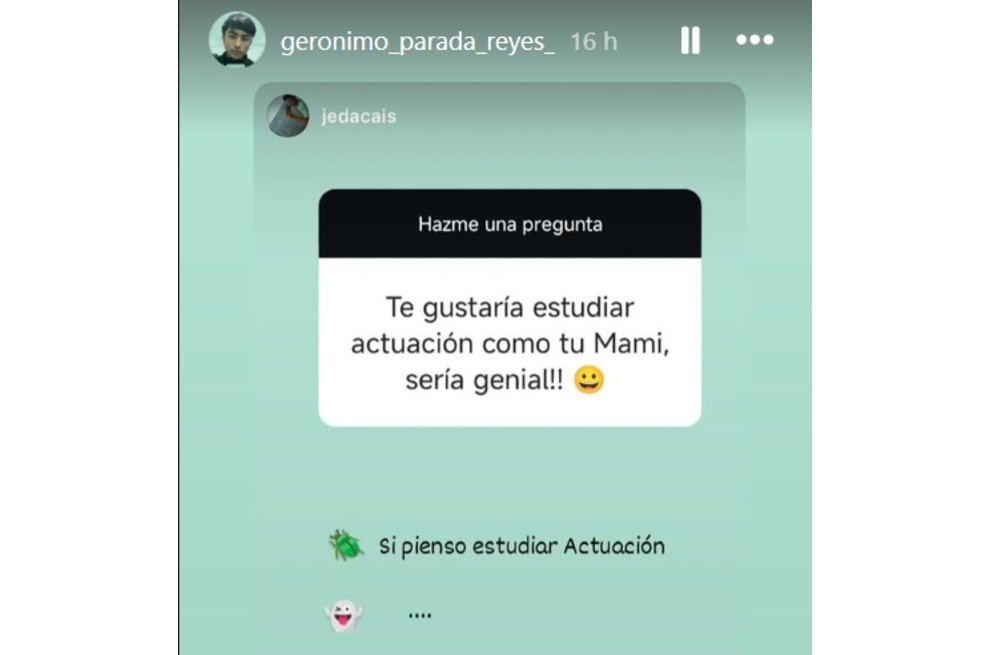 Gerónimo Parada Reyes, el único hijo de Sandra Reyes, actriz de ‘Pedro el escamoso’, interactuó con sus seguidores en Instagram y contó algunos detalles de su vida, tras la pérdida de su mamá.