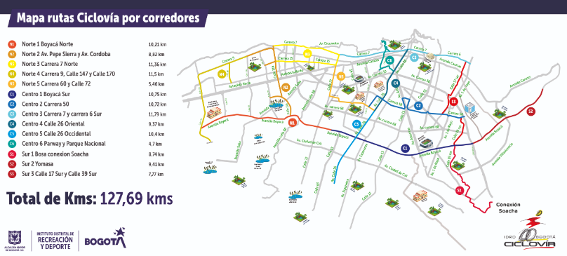 Este es el recorrido de la ciclovía nocturna de este 15 de diciembre.