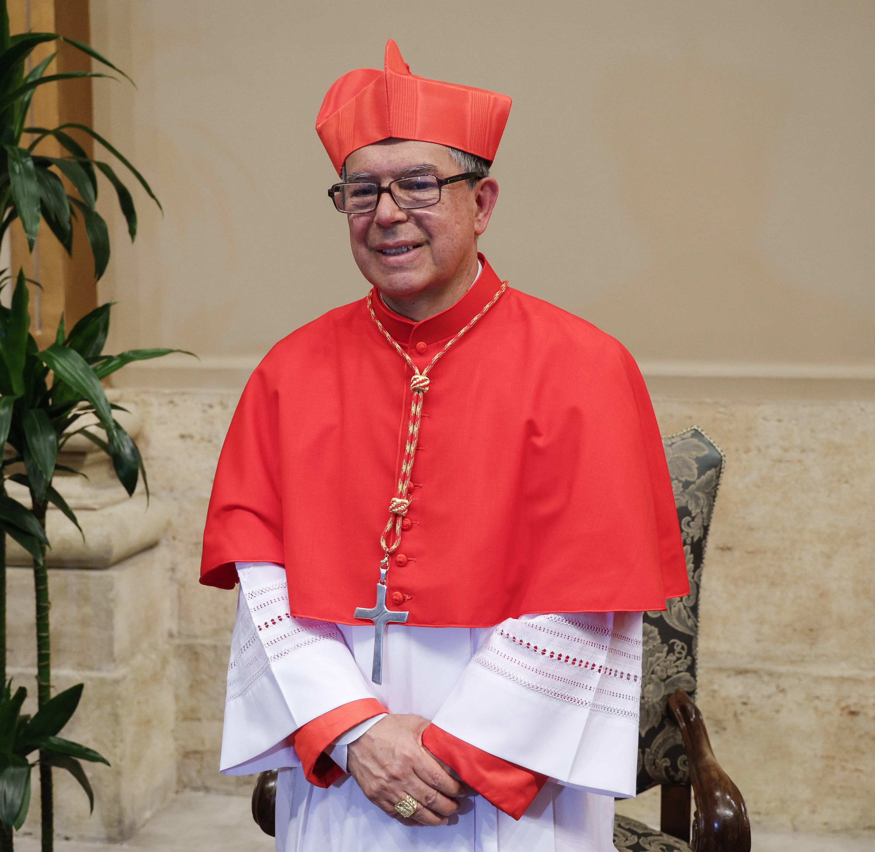 Vatican City (Vatican City State (holy See)), 30/09/2023.- New Cardinal Luis Jose Rueda Aparicio poses at the end of the consistory ceremony, Vatican City, 30 September 2023. The pontiff appointed 21 new cardinals. (Papa, Cardenal) EFE/EPA/GIUSEPPE LAMI