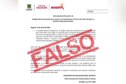 Secretaría de Educación alerta por falso comunicado que advierte suspensión de clases