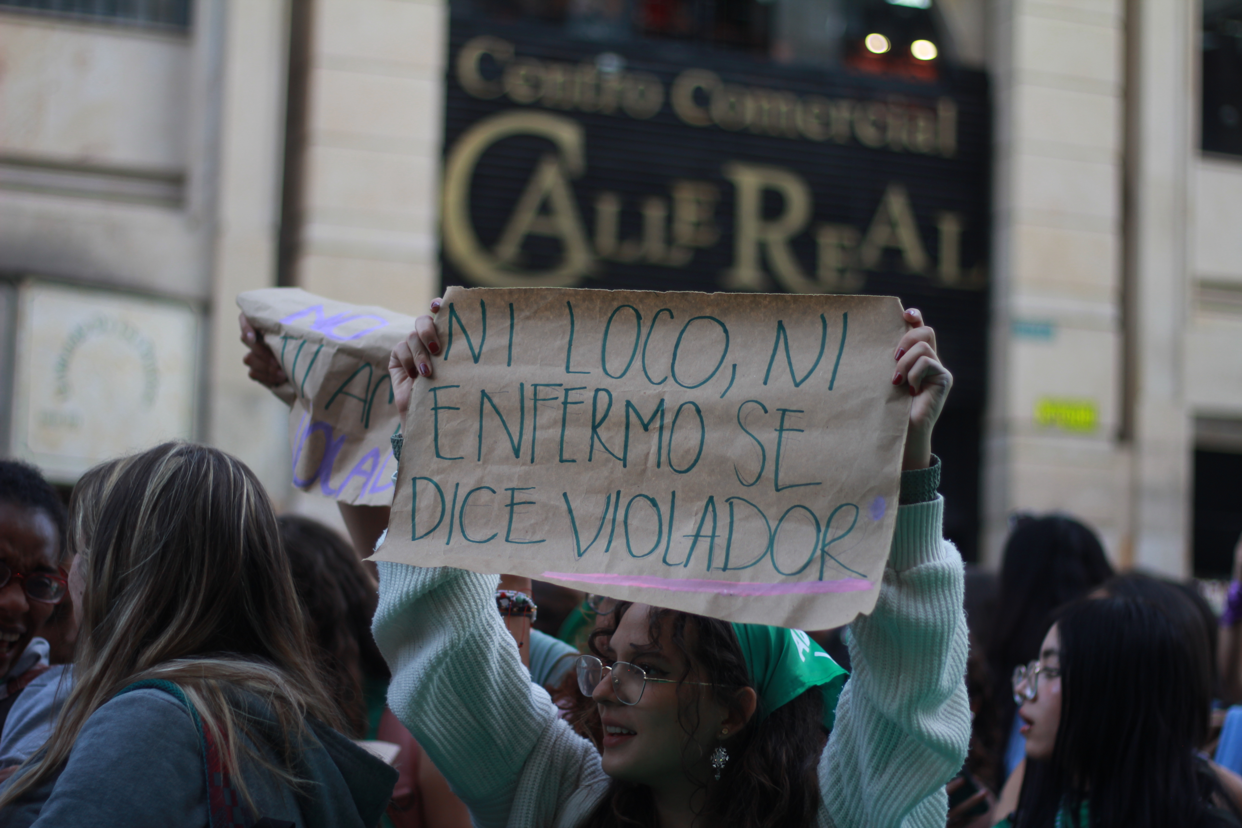 "Ni loco ni enfermo, se dice violar", se leía en uno de los carteles de las marchantes. La violación es una de las causales para abortar a partir de la semana 24 de gestación.