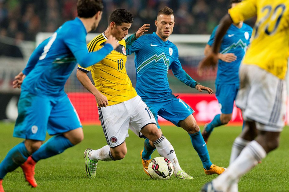 James Rodríguez en la victoria de Colombia ante Eslovenia. Foto: AFP