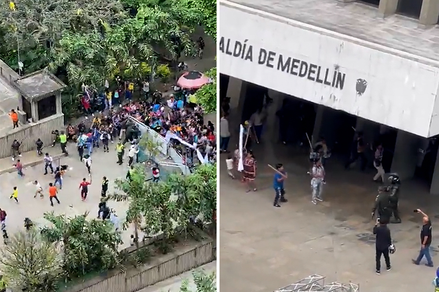 Indígenas ingresan a la fuerza a la Alcaldía de Medellín