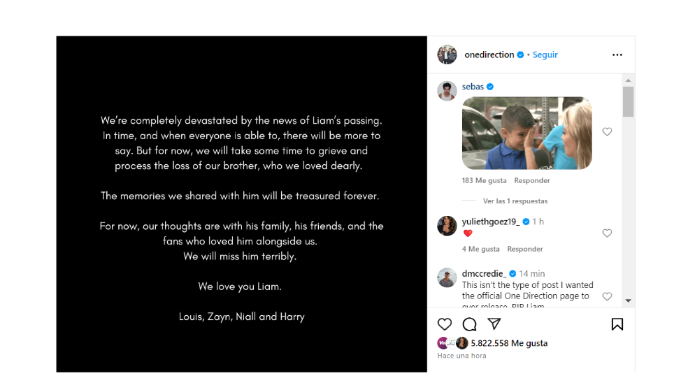 One Direction rompe el silencio tras la muerte de Liam Payne: “Devastados”