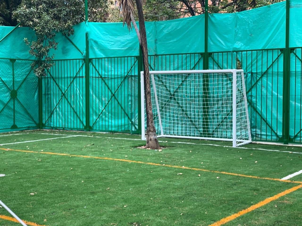 ¿Árboles «arqueros»? Así están las canchas sintéticas del parque El Japón, en Bogotá