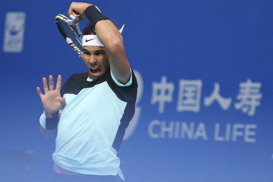 El tenista español Rafael Nadal en el partido que le ganó al estadounidense Jack Sock. / EFE