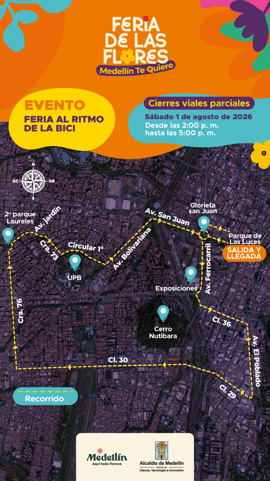 Cierre vial Medellín Feria de las Flores 2026