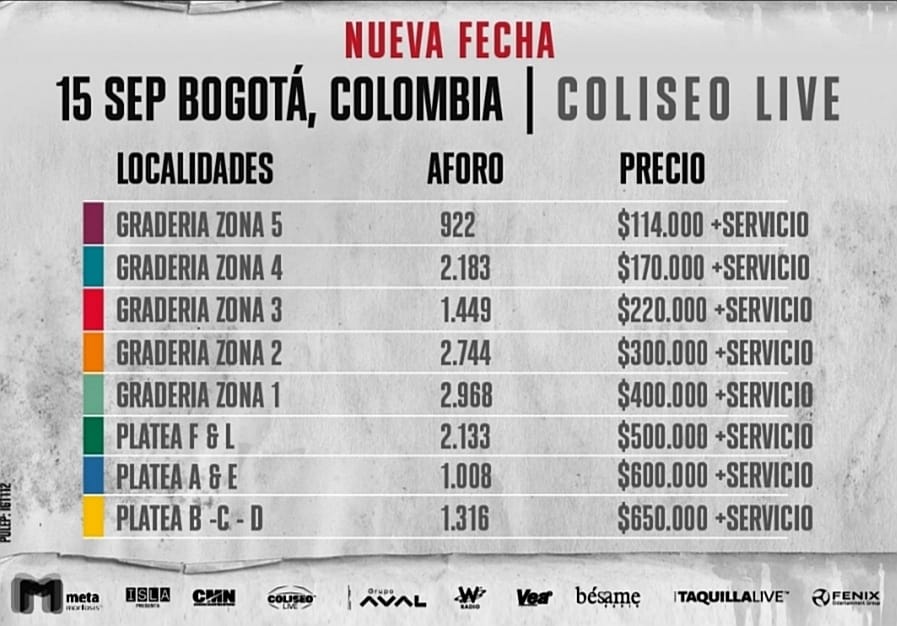 Boletería Ricardo Arjona Bogotá
