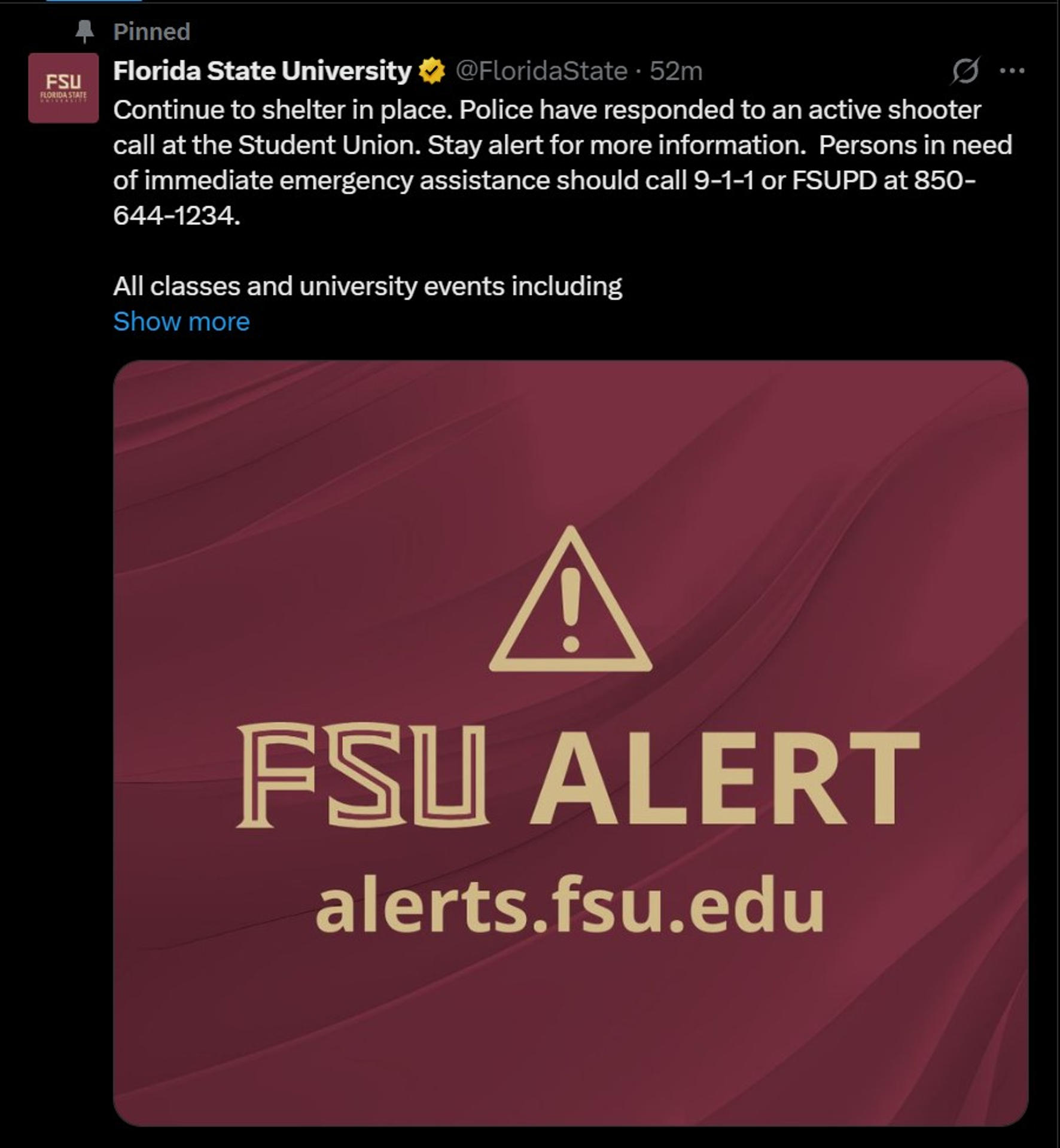 Tiroteo en la Universidad de Florida deja por lo menos seis personas heridas