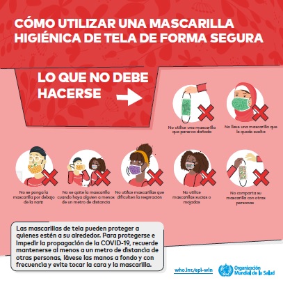 Recomendaciones de la OMS para usar tapabocas.