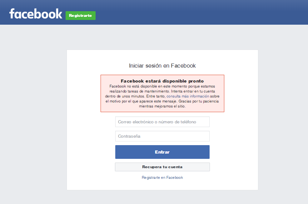 Usuarios de Facebook reportan caída en el servicio… pero ya volvió