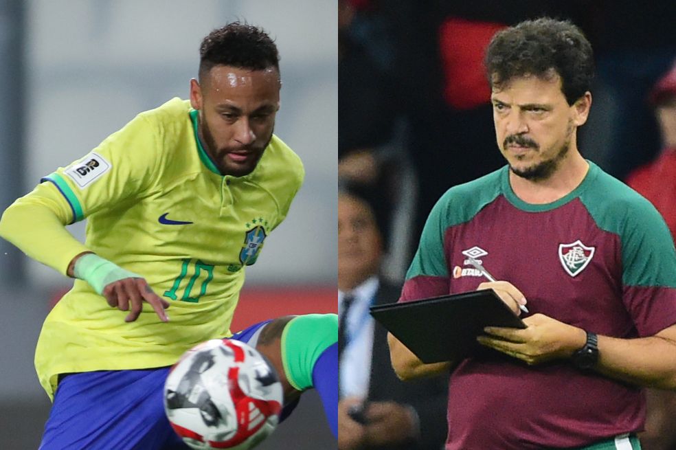 Neymar (izq.), la figura de la selección de Brasil de Fernando Diniz (der.).