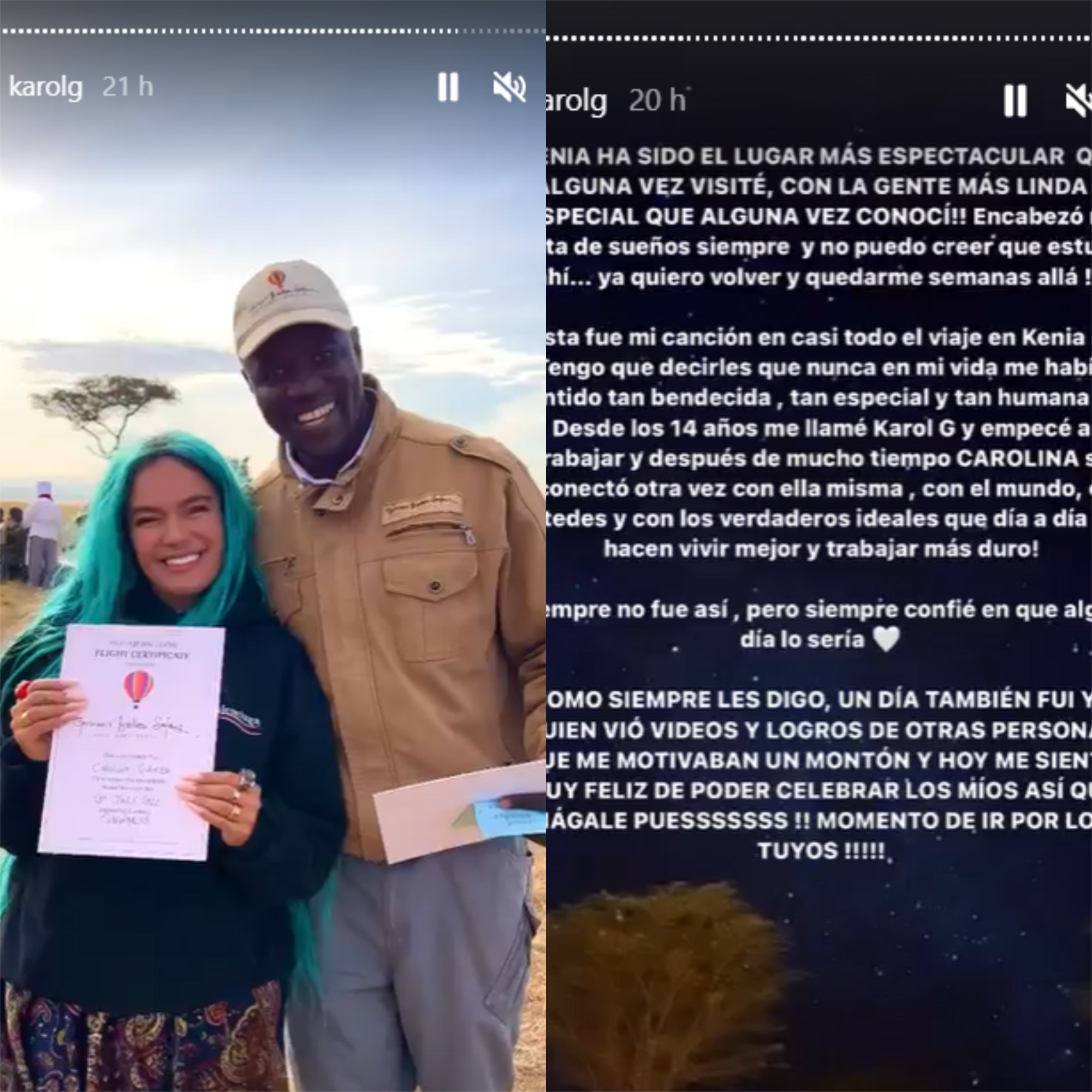 Para decirle adiós a su cabello azul, Karol G se dio unas buenas vacaciones en las que cumplió su sueño de conocer África y otras ciudades del mundo.