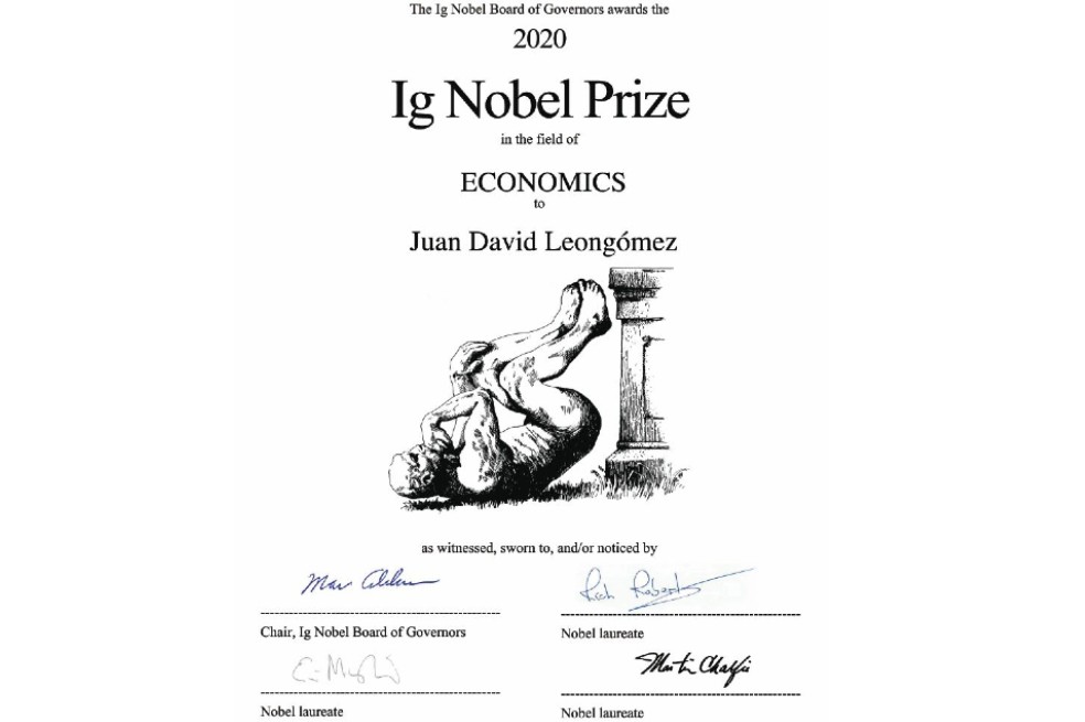 La investigación ganó en la categoría de economía de los Ig Nobel, una parodia de los Premios Nobel.