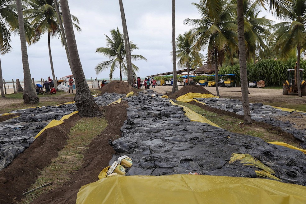El ministro de Medioambiente de Brasil, Ricardo Salles, aseguró que se trata de un caso de contaminación "sin precedentes" en el país.EfeDurante todo el día miembros de la Marina de Brasil, fiscales del estatal Instituto Brasileño del Medio Ambiente y los Recursos Naturales Renovables (Ibama, regulador), la Policía Federal, Bomberos de Pernambuco y de la petrolera estatal Petrobras acompañaron las labores de remoción de petróleo en la Praia dos Carneiros. (Ver más:En tres meses han muerto 500 millones de abejas en Brasil)
