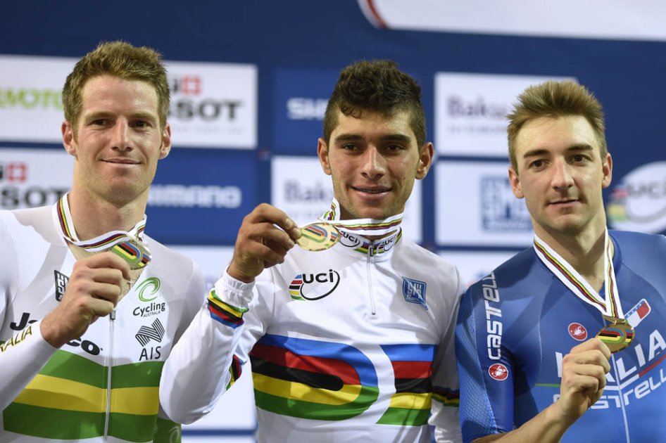 Fernando Gaviria, campeón del ómnium en el Mundial de Pista. foto. AFP