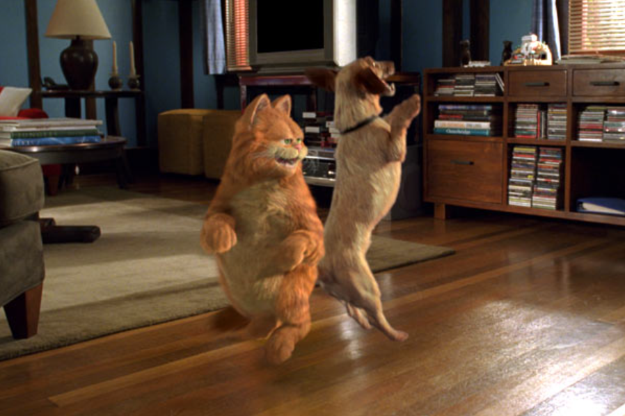 Odie no tenía diálogos en la película, por lo que no tuvo que ser animado.