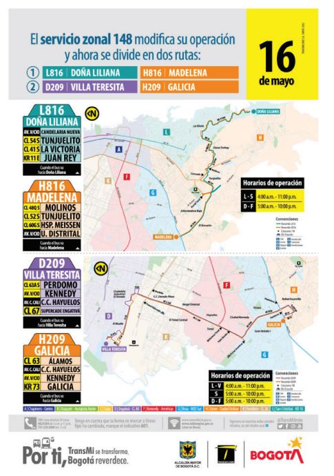 Así operarán las dos nuevas rutas que reemplazarán al servicio zonal 148.