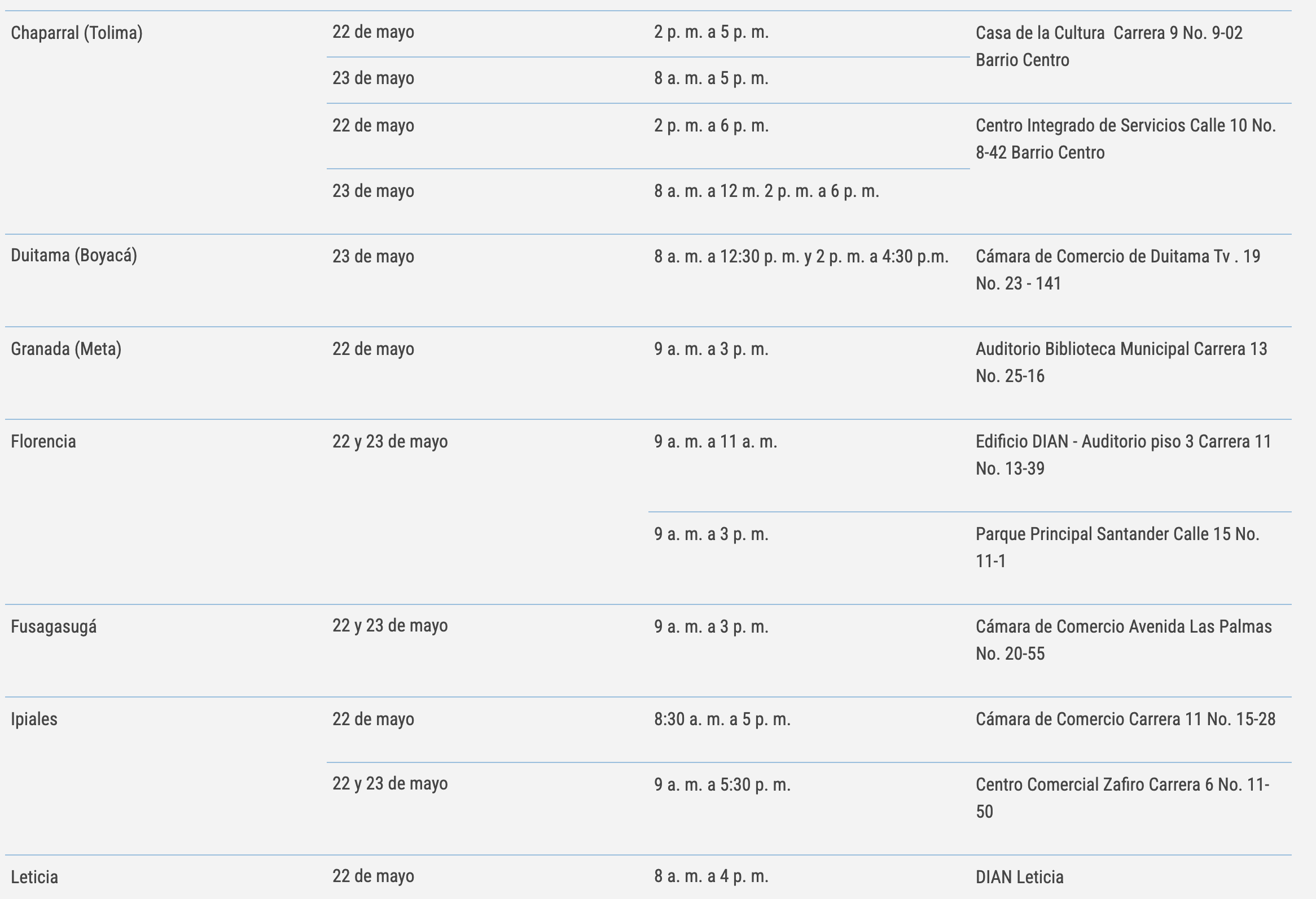 Calendario DIAN.