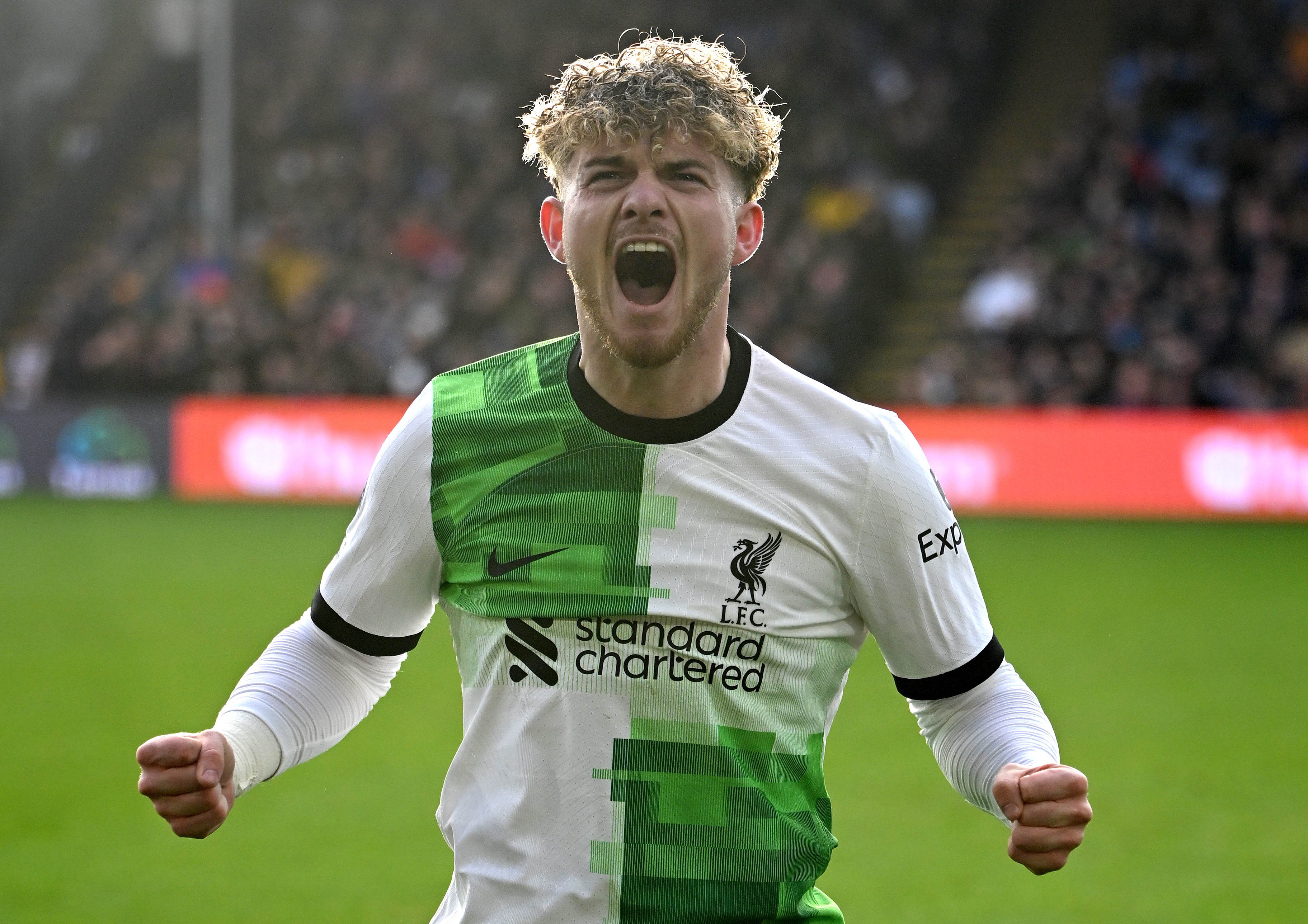 London (United Kingdom), 09/12/2023.- Harvey Elliott of Liverpool celebrates after scoring his team's second goal during the English Premier League match between Crystal Palace and Liverpool in London, Britain, 09 December 2023. (Reino Unido, Londres) EFE/EPA/DANIEL HAMBURY EDITORIAL USE ONLY. No use with unauthorized audio, video, data, fixture lists, club/league logos, 'live' services or NFTs. Online in-match use limited to 120 images, no video emulation. No use in betting, games or single club/league/player publications.