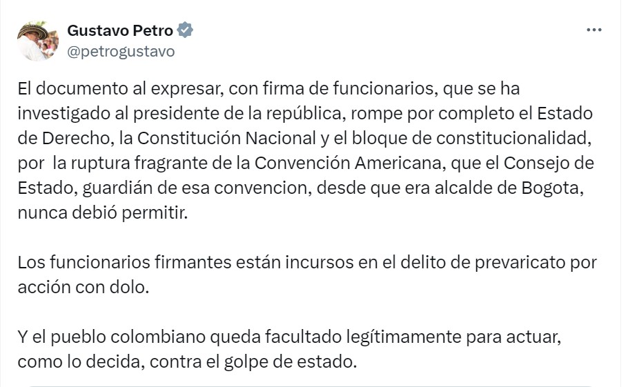 Presidente Gustavo Petro reaccionó a resolución con la que se le abre investigación en el CNE.