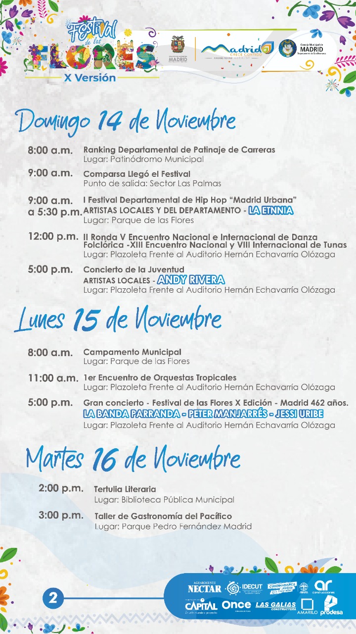 Agenda del Festival de las Flores