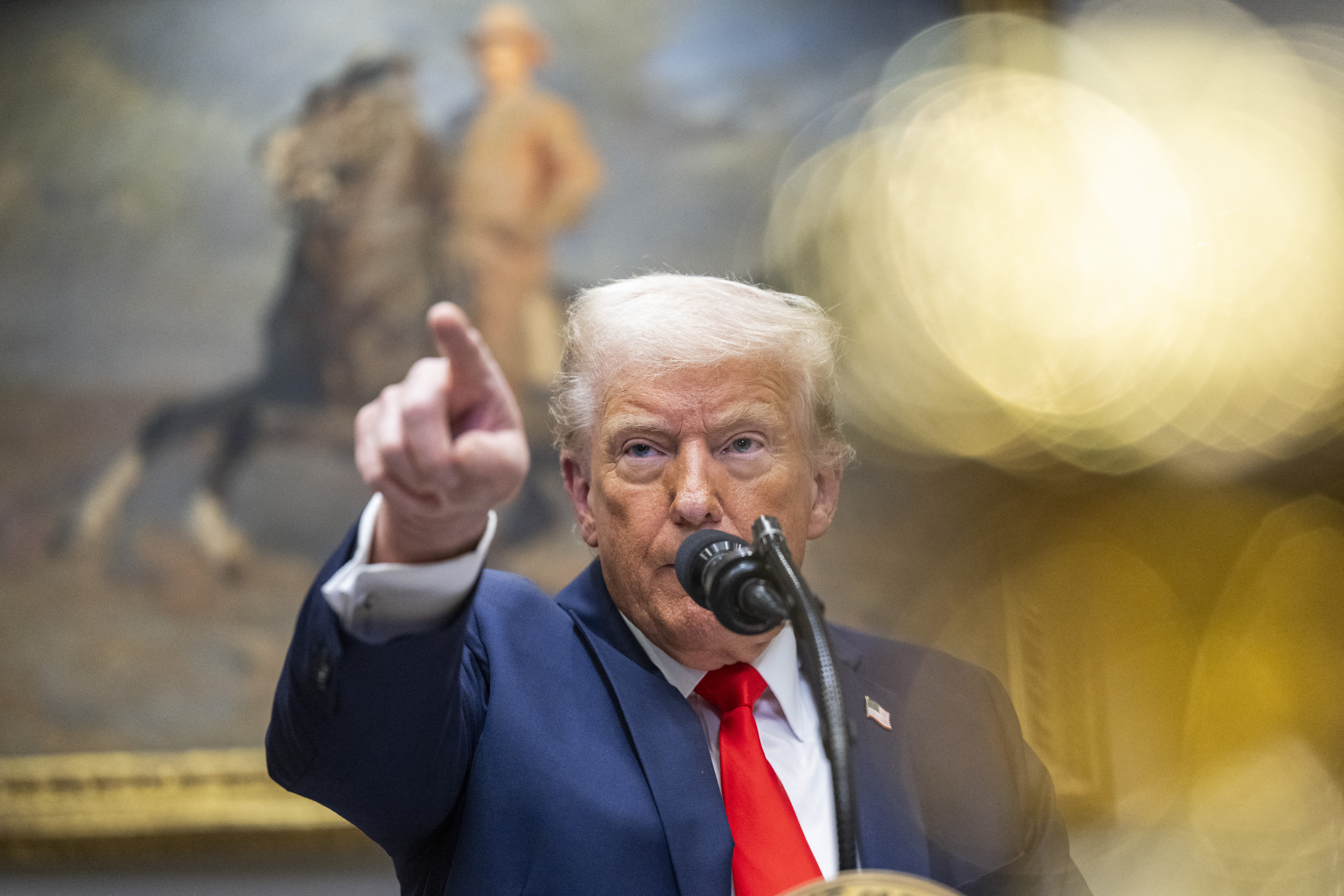 US President Donald Trump speaks in the Roosevelt Room of the White House in Washington, DC, on March 3, 2025. (Photo by ROBERTO SCHMIDT / AFP)