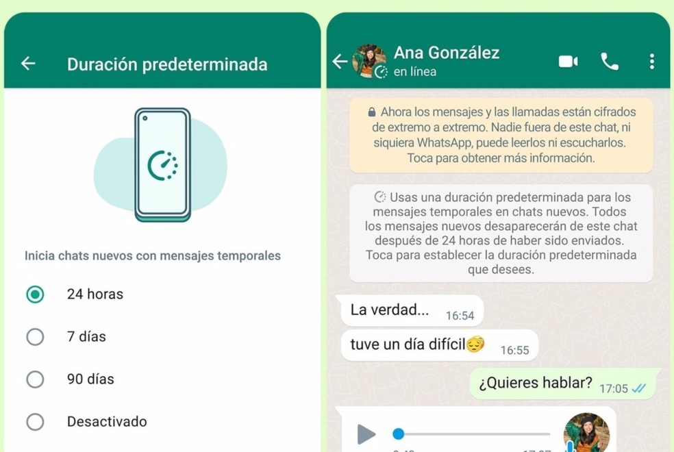 WhatsApp borrará automáticamente las fotos y videos de los chats temporales