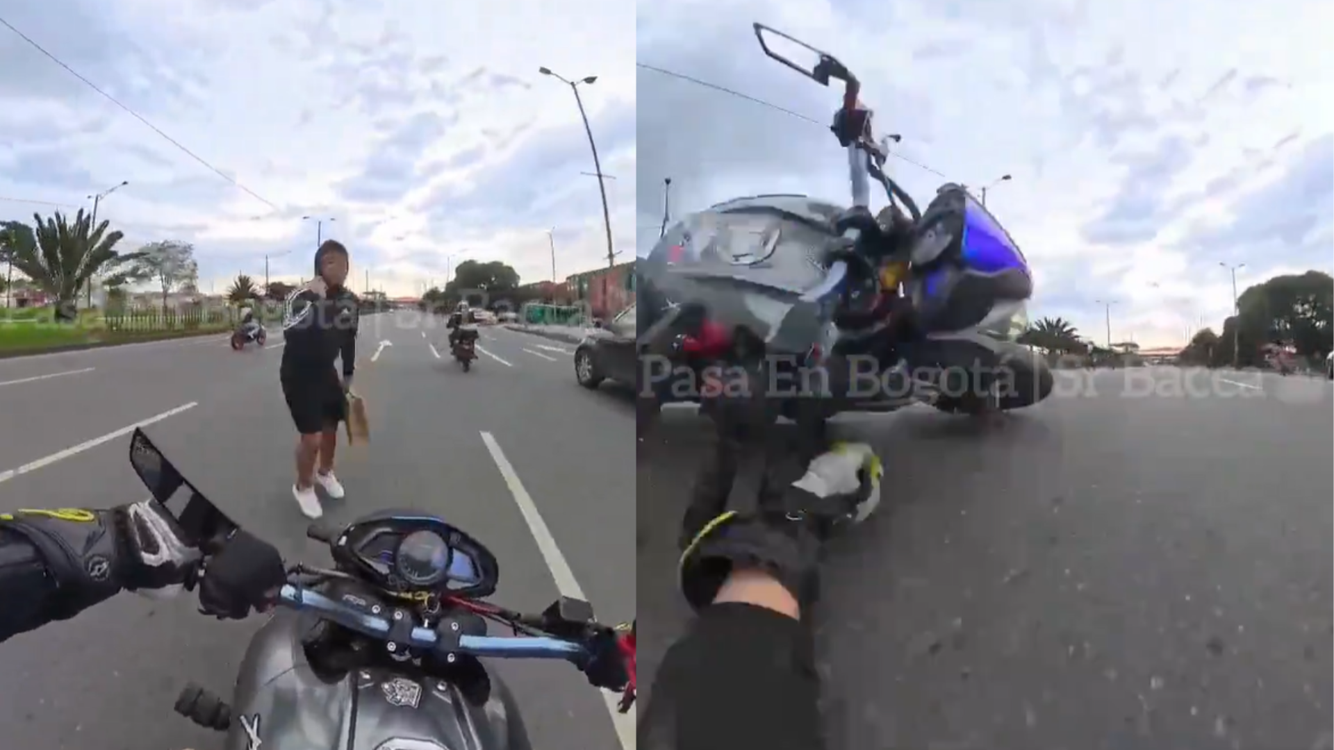 Impactante imprudencia grabada en avenida de Bogotá por poco causa una tragedia