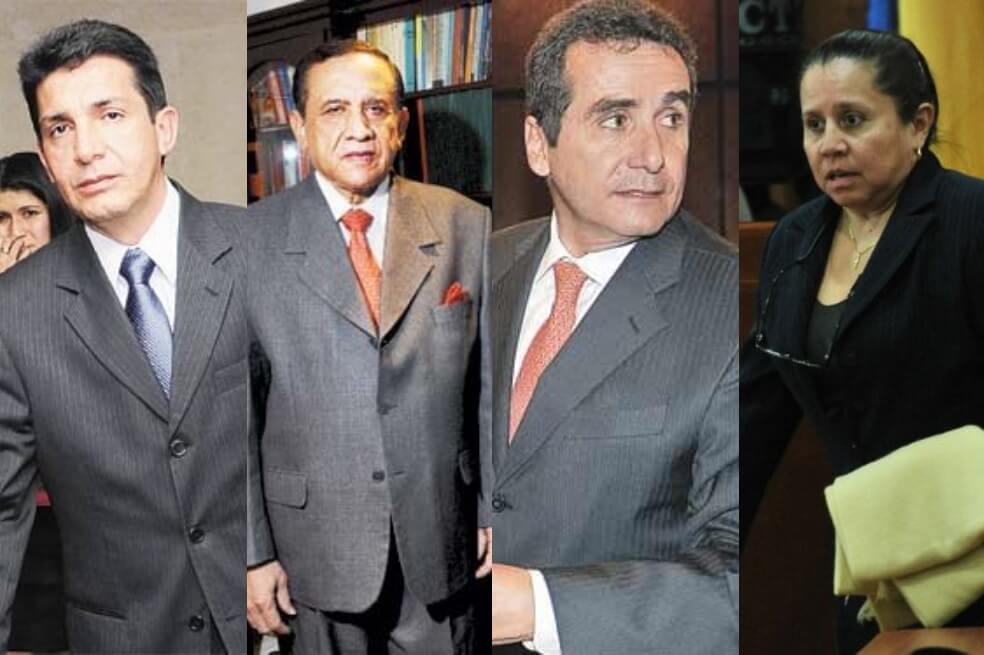 De izquierda a derecha: el exfiscal Guillermo Valencia Cossio, el general (r) Maza Márquez, el exsecretario de Presidencia Bernardo Moreno y la exdirectora del DAS María del Pilar Hurtado. / Archivo El Espectador