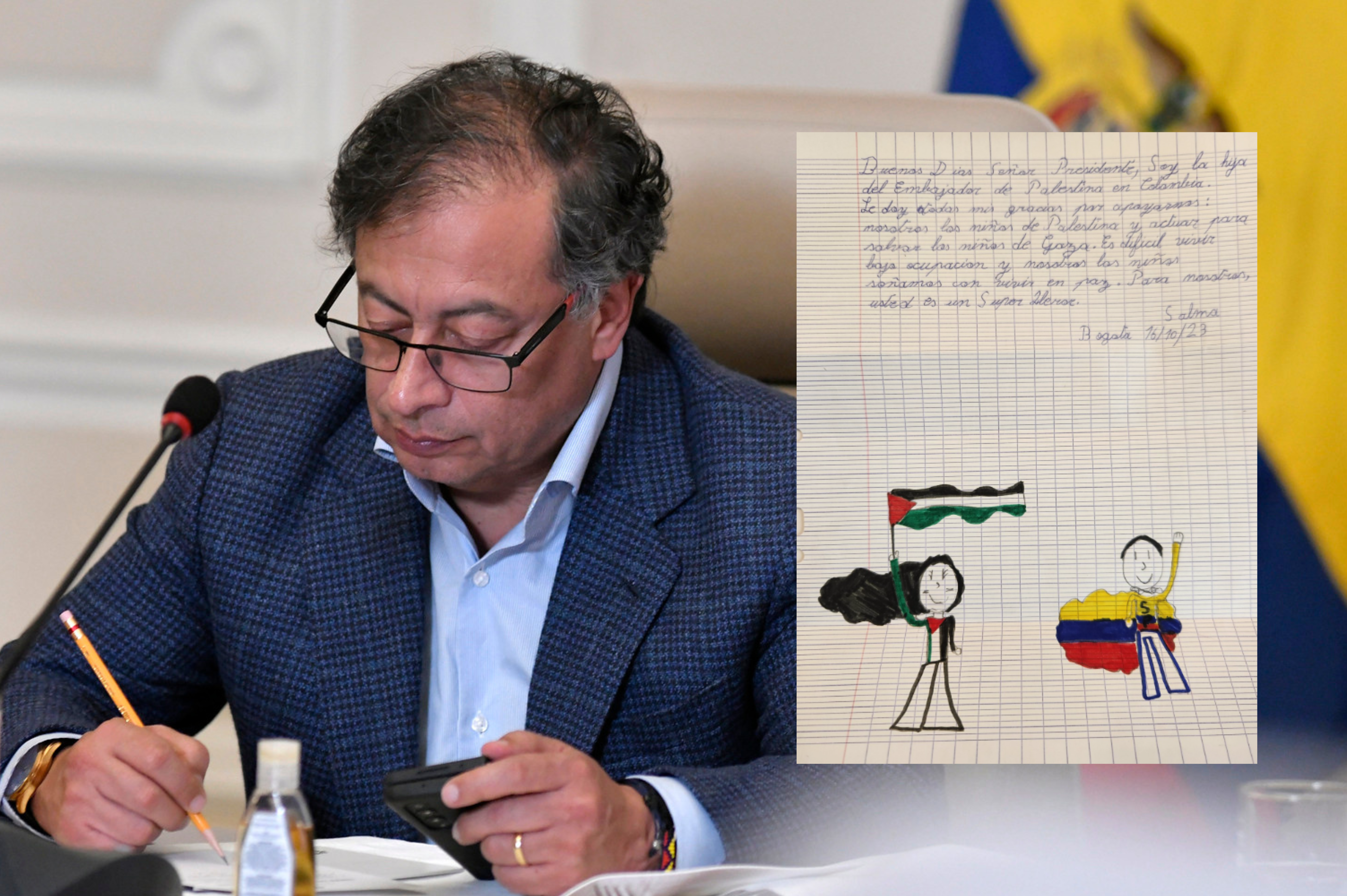 “Usted es un superhéroe”: Petro compartió carta de hija del embajador de Palestina