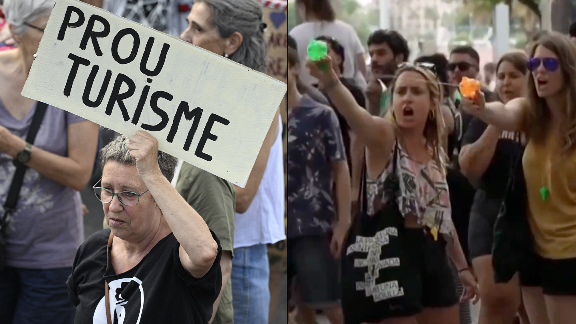 Con pistolas de agua: así protestan en Barcelona contra el turismo masivo