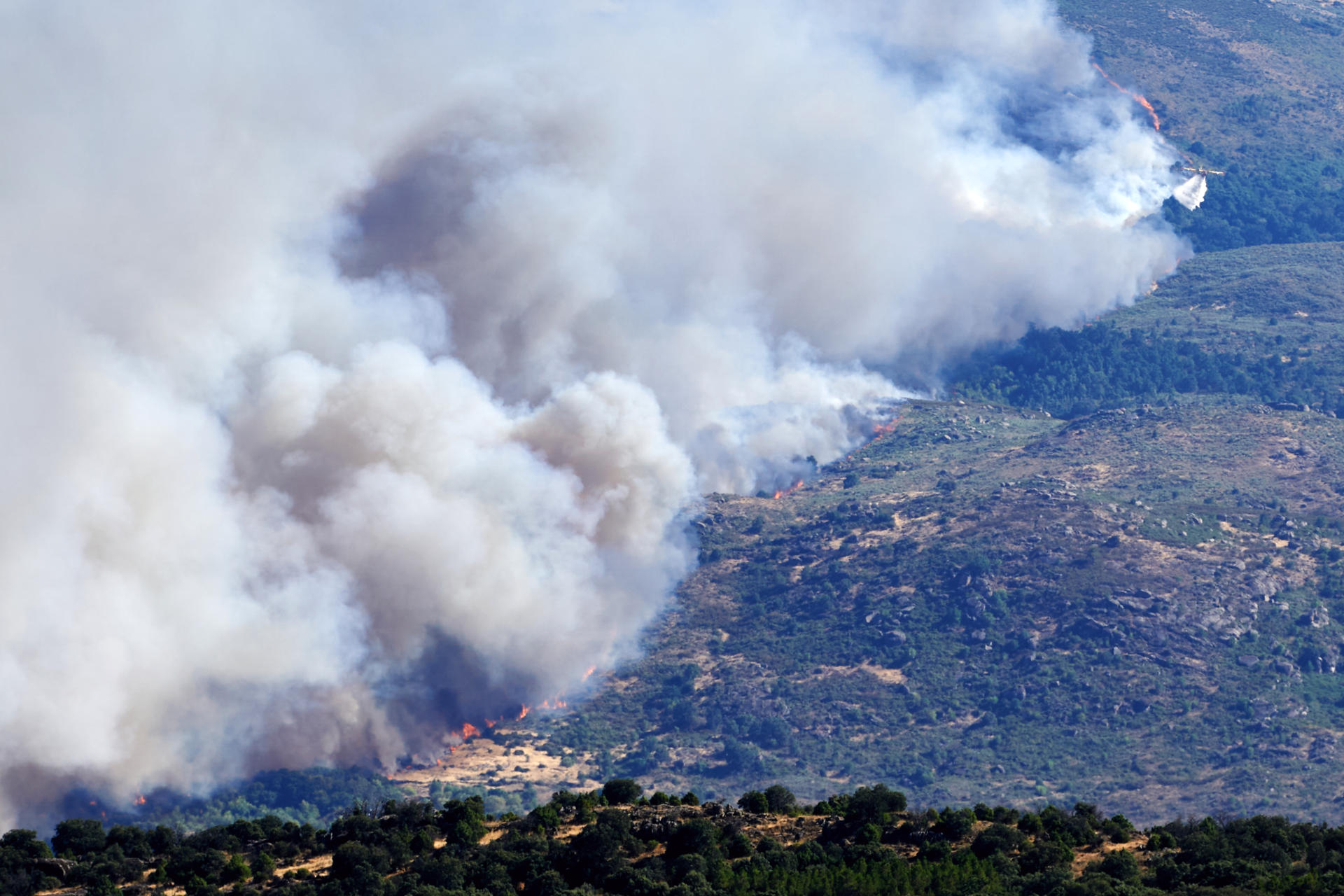 NAVALMORAL (ÁVILA), 24/07/2026.- Vista del incendio que afecta a Burgohondo visto desde la localidad abulense de Navalmoral. EFE / Raúl Sanchidrián.