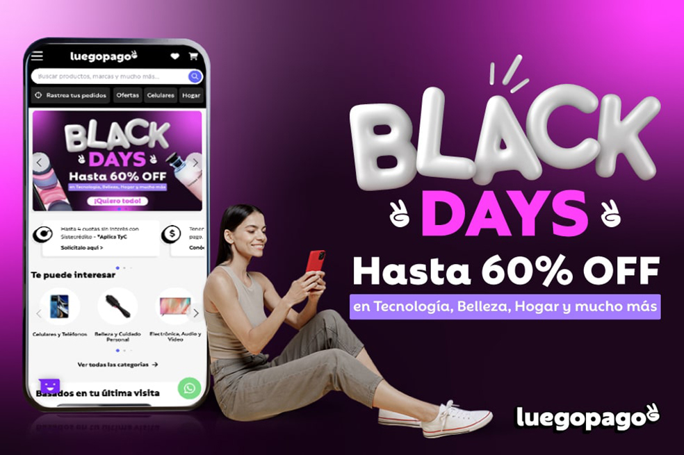Ahorra en Grande: Black Days de Luegopago a cuotas y sin interés