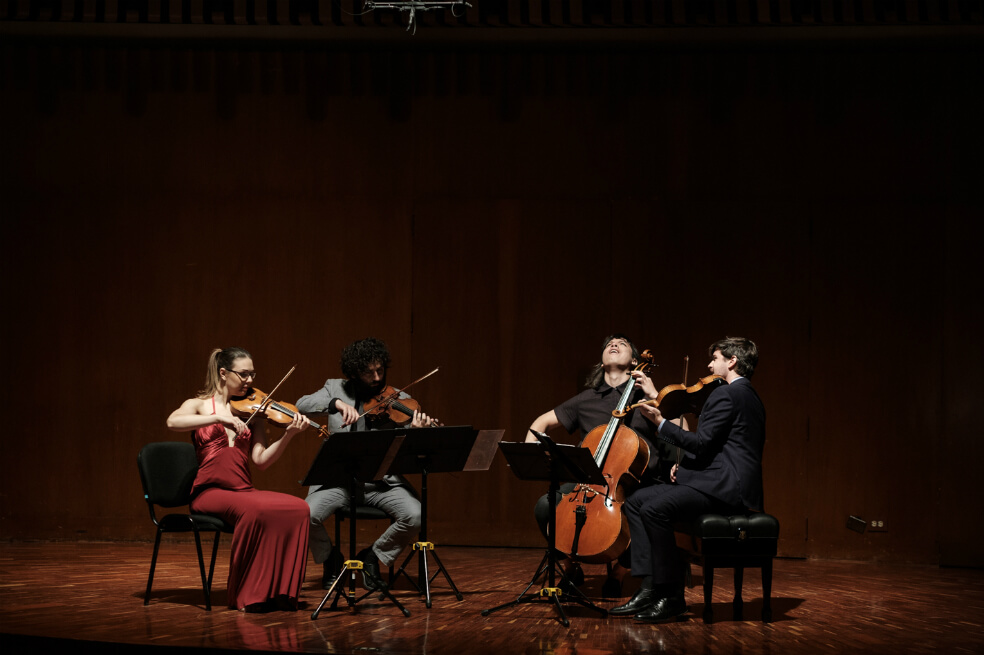 El cuarteto Attacca interpretó en la Sala de Conciertos del Banco de la República obras de C. Shaw, de J. Adams y de F. Schubert.  / Gabriel Rojas © Banco de la República