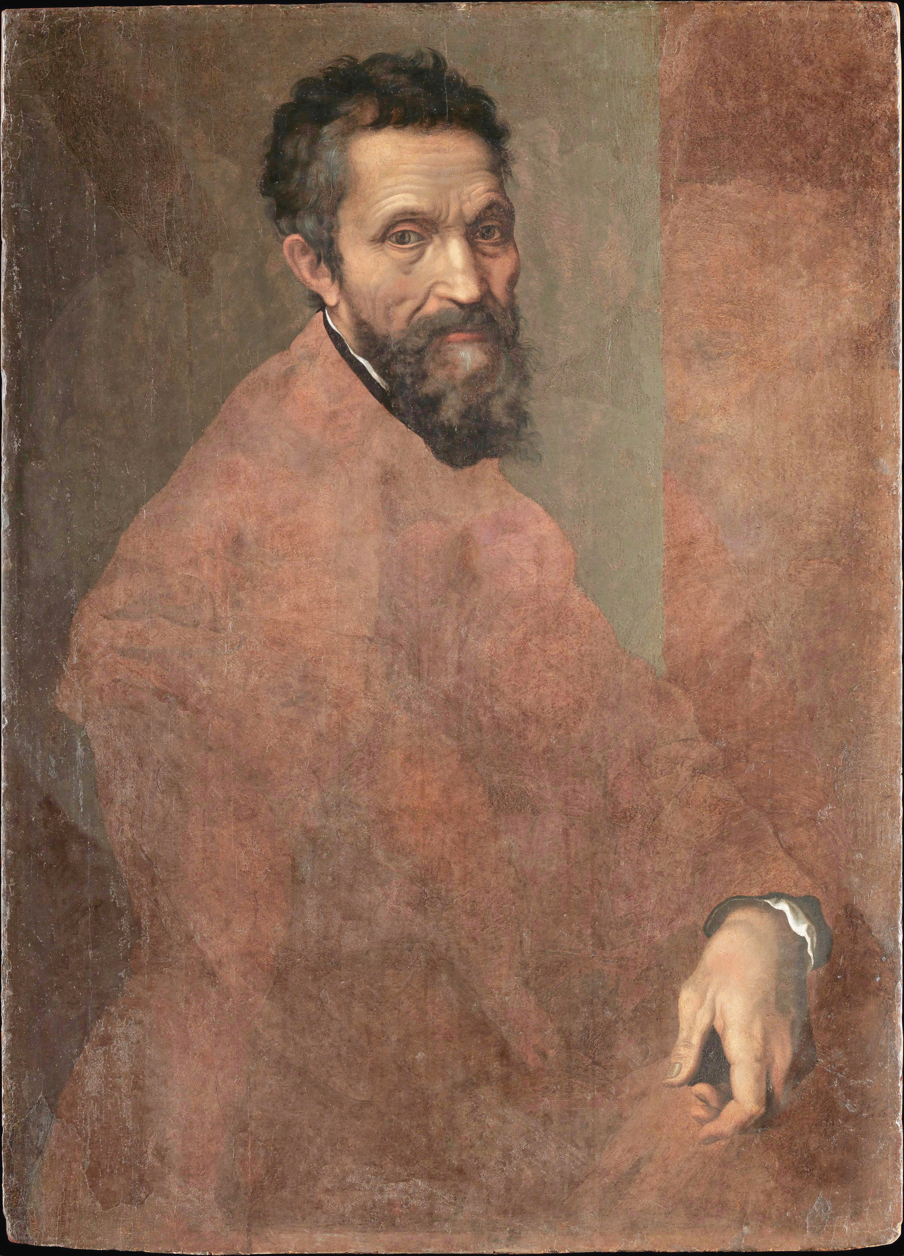 Daniele da Volterra (Daniele Ricciarelli) (Italian, Volterra 1509–1566 Rome)
Michelangelo Buonarroti (1475–1564), probably ca. 1544
Oil on wood; 34 3/4 x 25 1/4 in. (88.3 x 64.1 cm)
The Metropolitan Museum of Art, New York, Gift of Clarence Dillon, 1977 (1977.384.1)
http://www.metmuseum.org/Collections/search-the-collections/436771