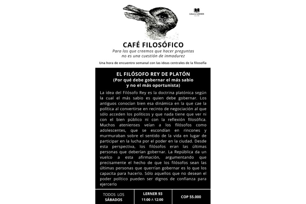Descripción de la conversación que habrá sobre el Rey Platón en el Café filosófico.