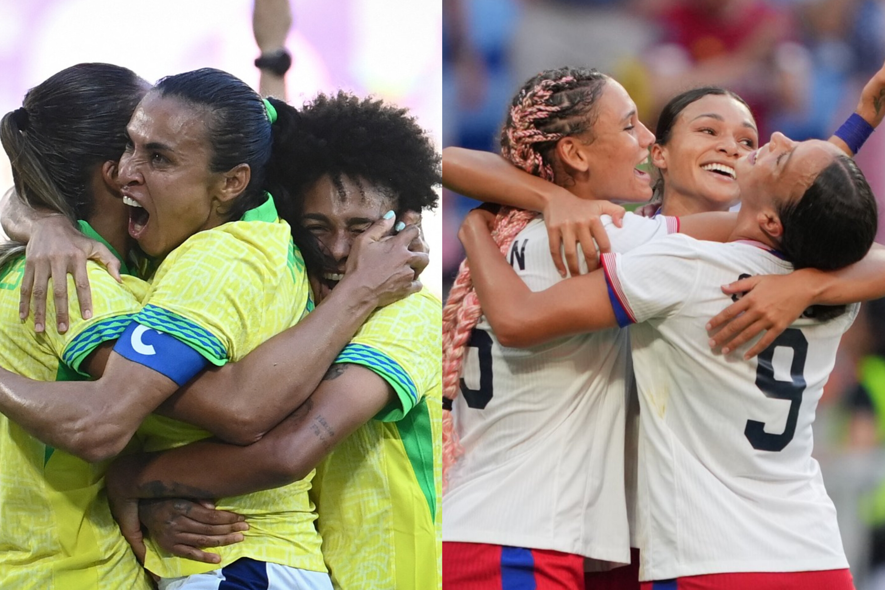 Marta con la selección de Brasil y Trinity Rodman con la selección de Estados Unidos.