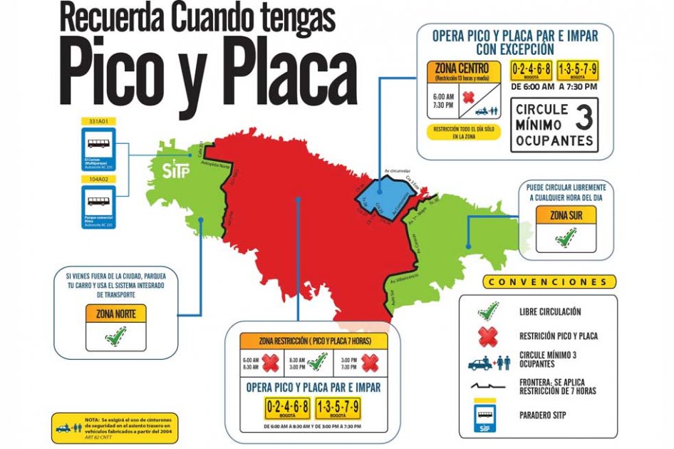 Así será el Pico y Placa en el centro de Bogotá