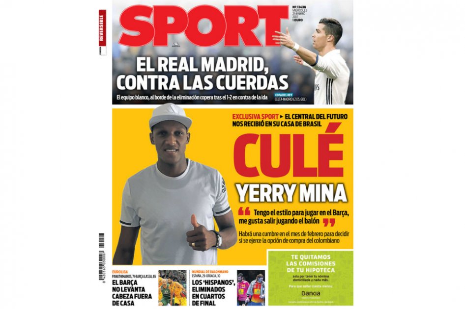 Yerry Mina, cada vez más cerca del Barça