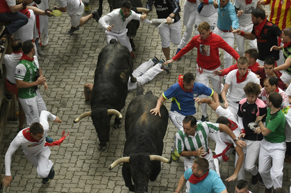 Dos heridos en el encierro más rápido de los Sanfermines de este año