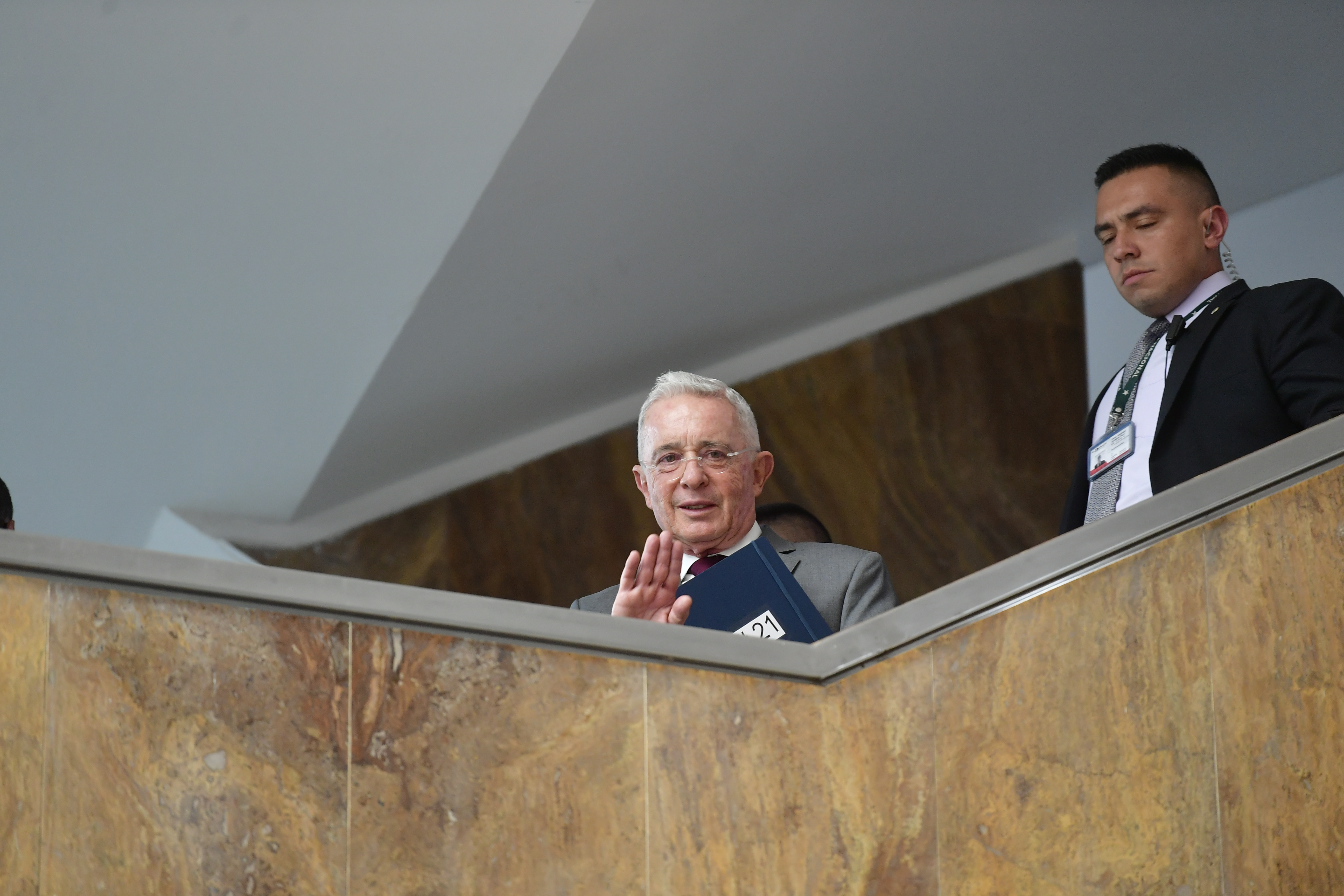 Expresidente de Colombia, a su salida del juicio oral que se adelanta en los Juzgados de Paloquemao